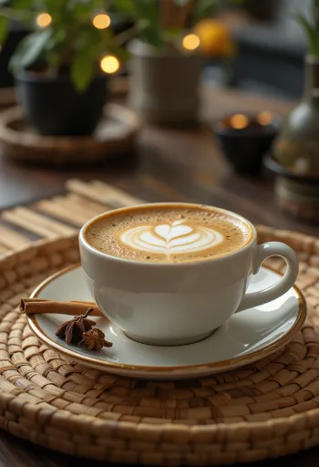 Latte alla cannella e chiodi di garofano con stecca di cannella e panna montata