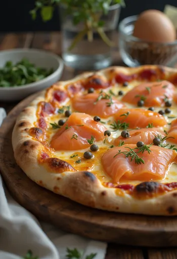 Pizza stile danese con salmone affumicato