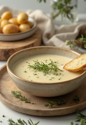 Vellutata di patate al rosmarino servita