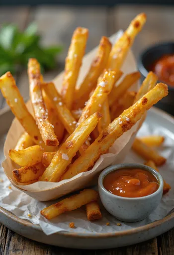 Bastoncini di sedano rapa arrostiti dorati, cosparsi di prezzemolo fresco.