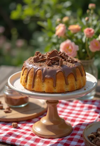 Torta alla crema di nocciole servita