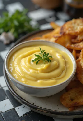 Salsa alla senape e aglio servita con carni grigliate