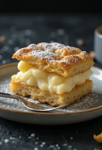 Millefoglie alla crema tagliata a fette