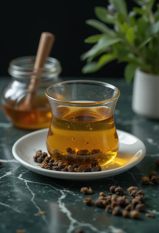 Tazza di tè alla menta piperita con foglie fresche