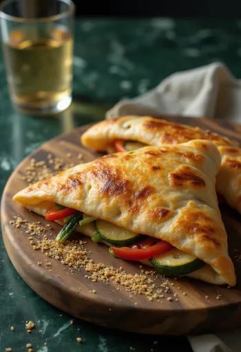 Calzone con verdure grigliate appena sfornato