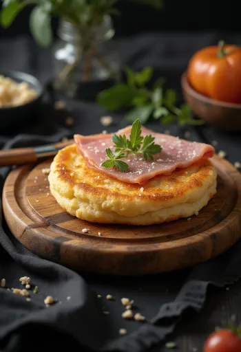 Crumpet con prosciutto, dolci soffici e dorati