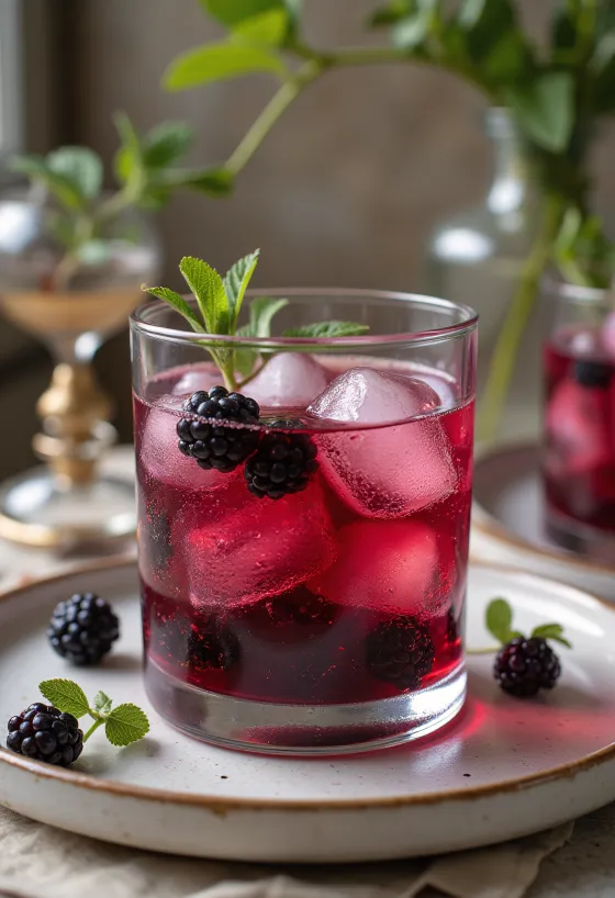 Bevanda fruttata rossa con more e arancia