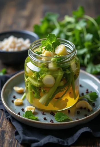 Coriandolo sottaceto servito