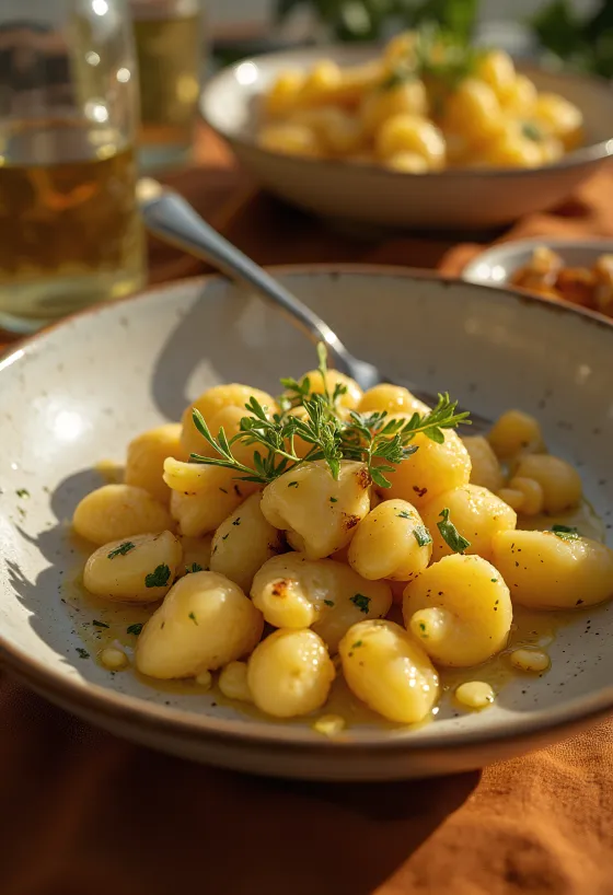 Gnocchi al rosmarino serviti