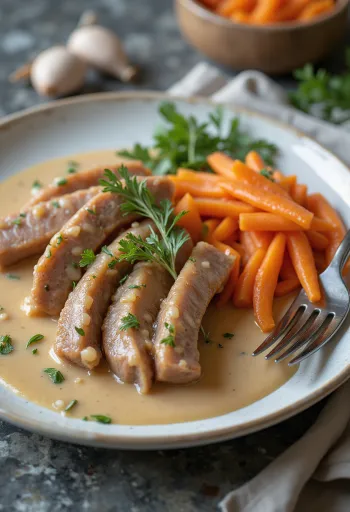 Renskav con carote e prezzemolo, piatto appetitoso