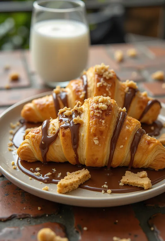 Croissant tipo Twix servito