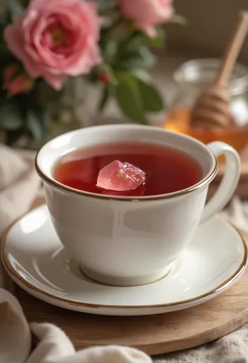 Tazza di tè alla rosa canina con miele