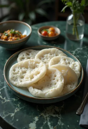 Kallappam, una focaccina indiana al cocco appena sfornata