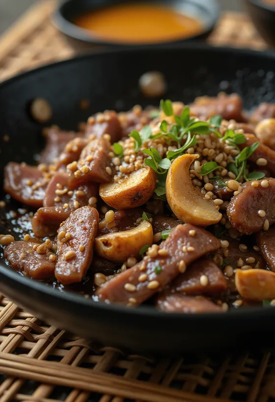 Bulgogi di Manzo all'Aglio servito in stile coreano