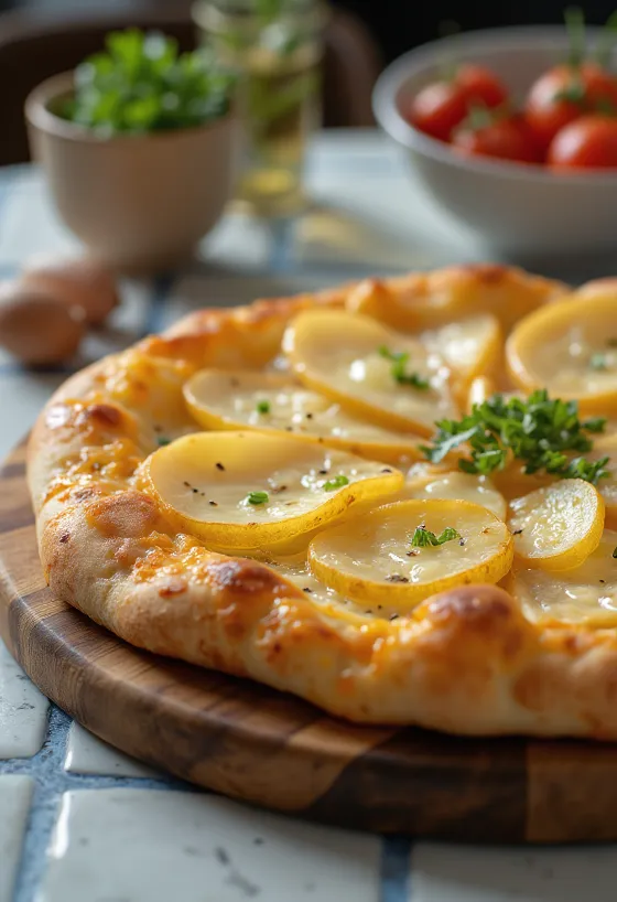Pizza al formaggio raclette svizzero