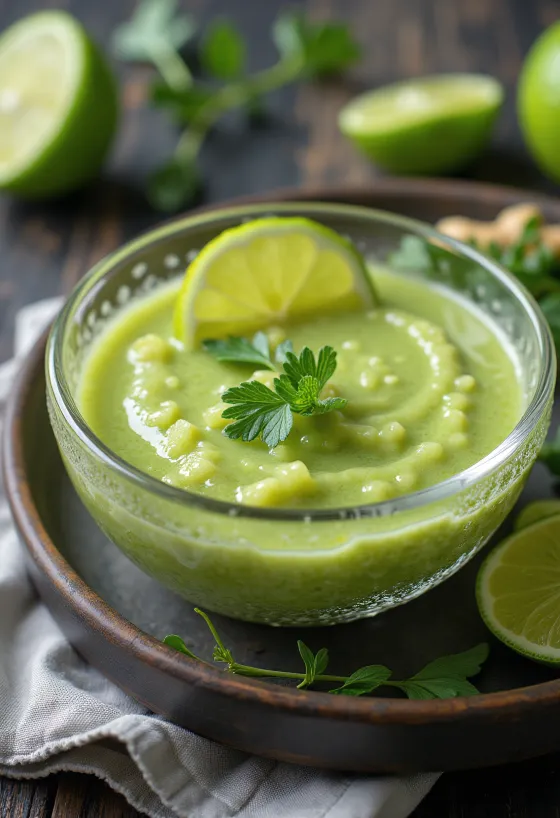 Salsa al rosmarino, lime e zenzero servita
