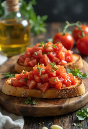 Bruschetta al pomodoro vegana servita