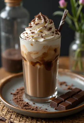 Frappé al cioccolato con panna e cioccolato grattugiato