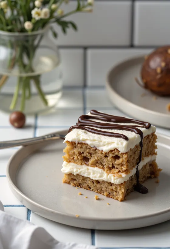 Torta di castagne senza zucchero con crema al mascarpone e cioccolato fondente