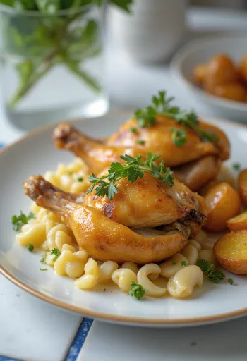 Quaglia arrosto alle erbe aromatiche, pelle croccante e decorata con limone