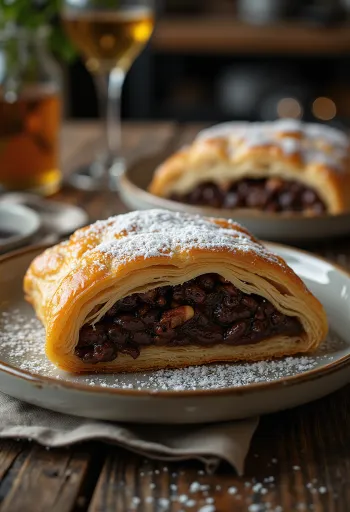 Strudel al cioccolato servito su un piatto