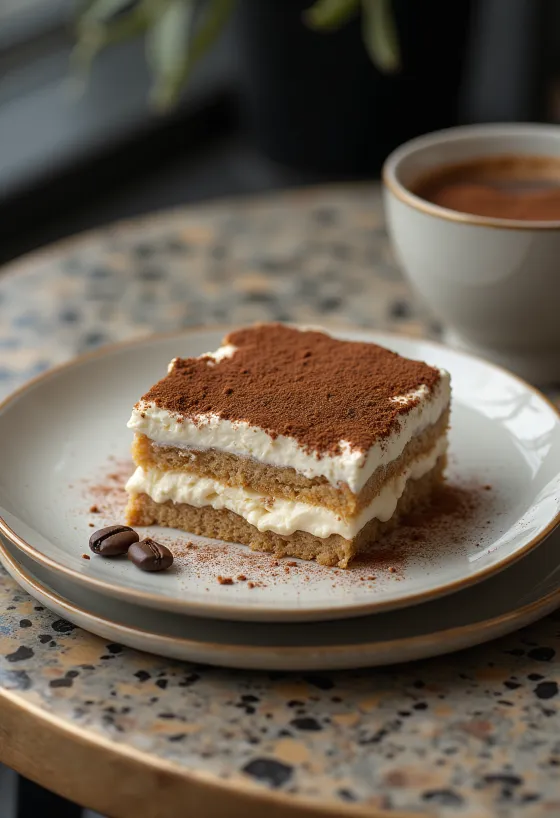Torta tiramisù senza zucchero in presentazione elegante