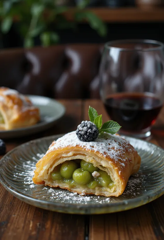 Strudel all'uva spina appena sfornato