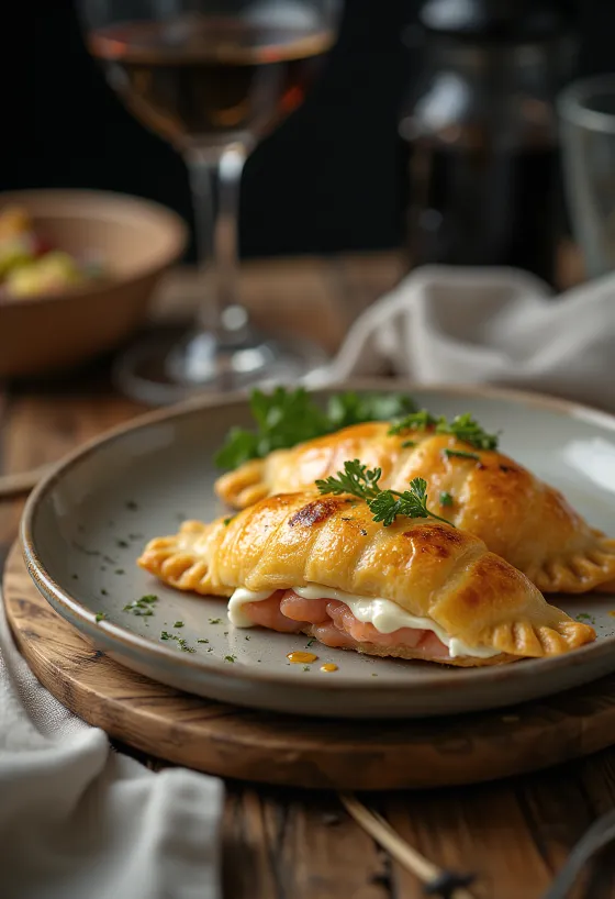 Empanadas al salmone dorate al forno