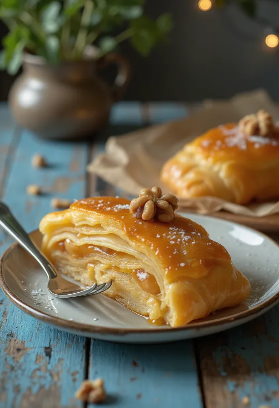 Strudel al miele servito