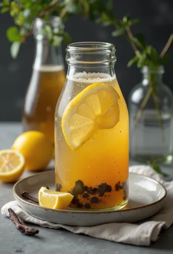 Kombucha probiotico alla vaniglia servito fresco