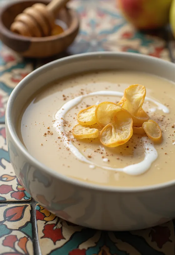 Vellutata dolce di mele cremosa servita