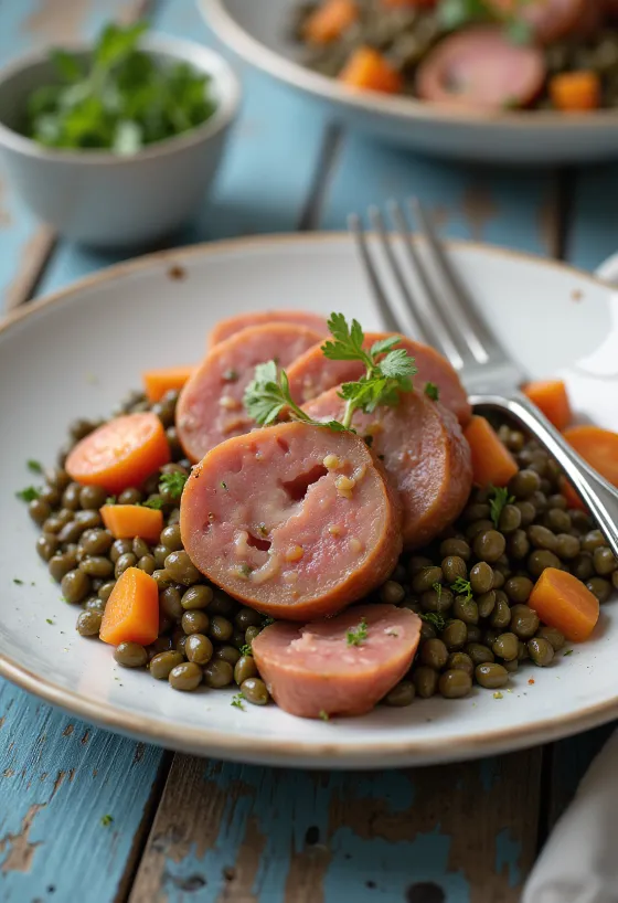 Cotechino servito con lenticchie