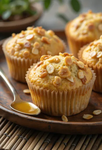 Muffin al miele e fiocchi d'avena serviti
