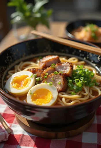 Shoyu ramen con brodo alla salsa di soia e condimenti