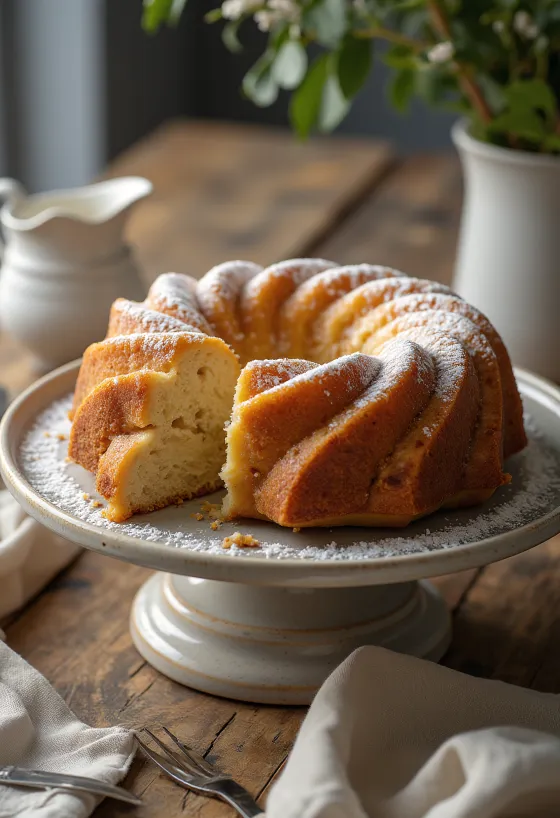Ciambellone alle mele e banane servito