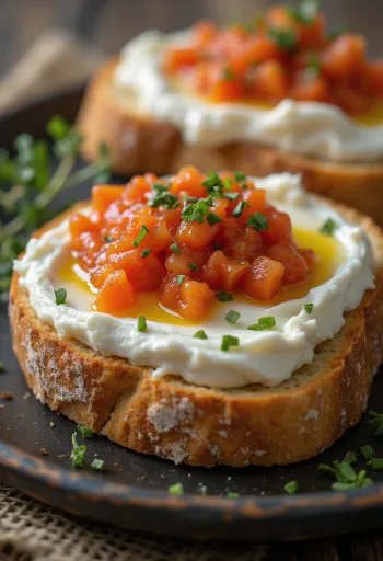 Kajmak con ajvar, decorato con prezzemolo fresco