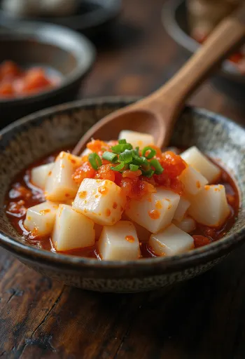 Kkakdugi servito, decorato con coriandolo fresco