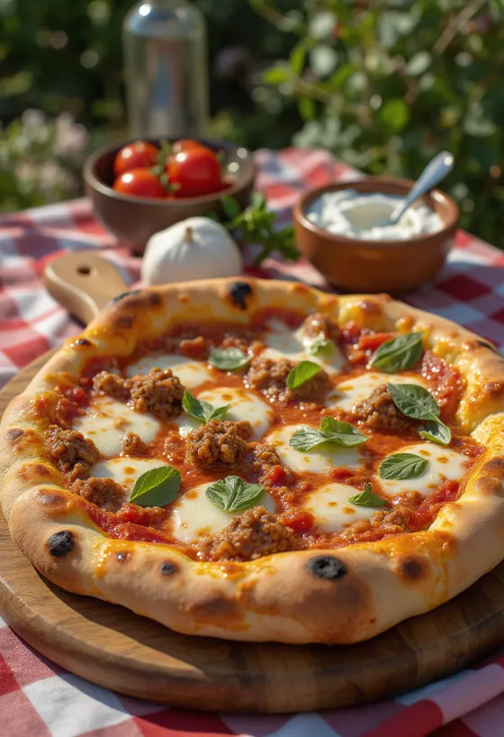 Pizza turca Iskender con base allo yogurt e carne speziata