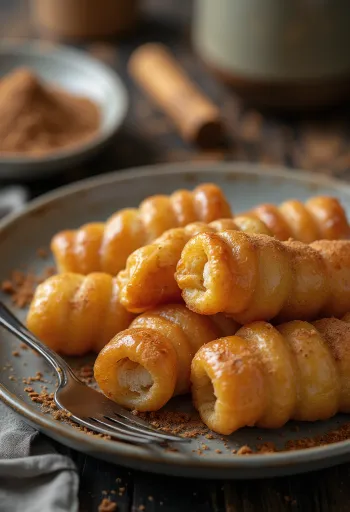 Tulumba alla cannella, dolce croccante spolverato con zucchero alla cannella