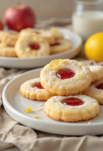 Biscotti linzer mela e limone serviti