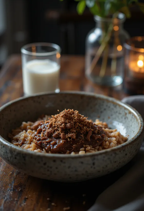 Riso al Cioccolato e Peperoncino servito