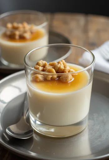Panna cotta al miele e noci servita