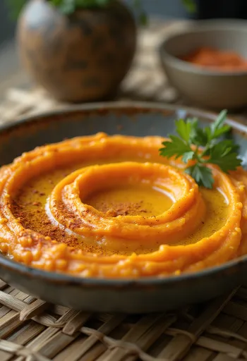 Hummus piccante di carote servito