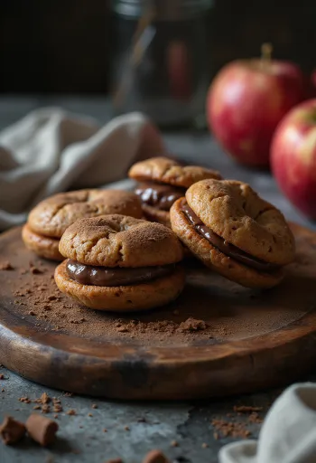 Biscotti linzer mela e cioccolato serviti