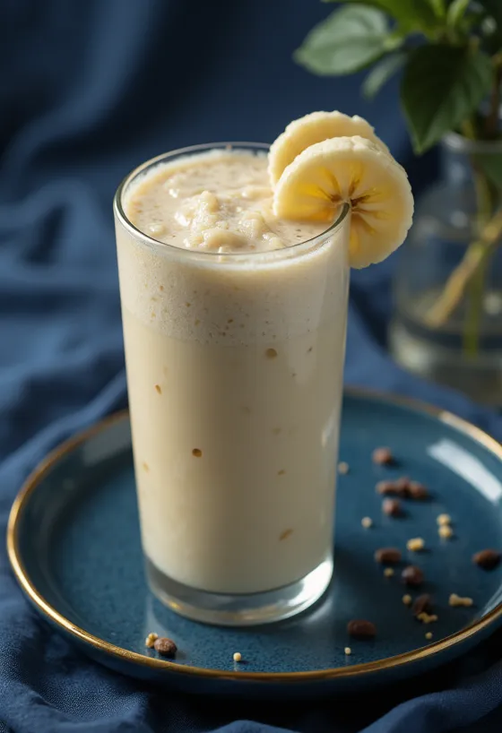 Smoothie alla banana in bicchiere alto