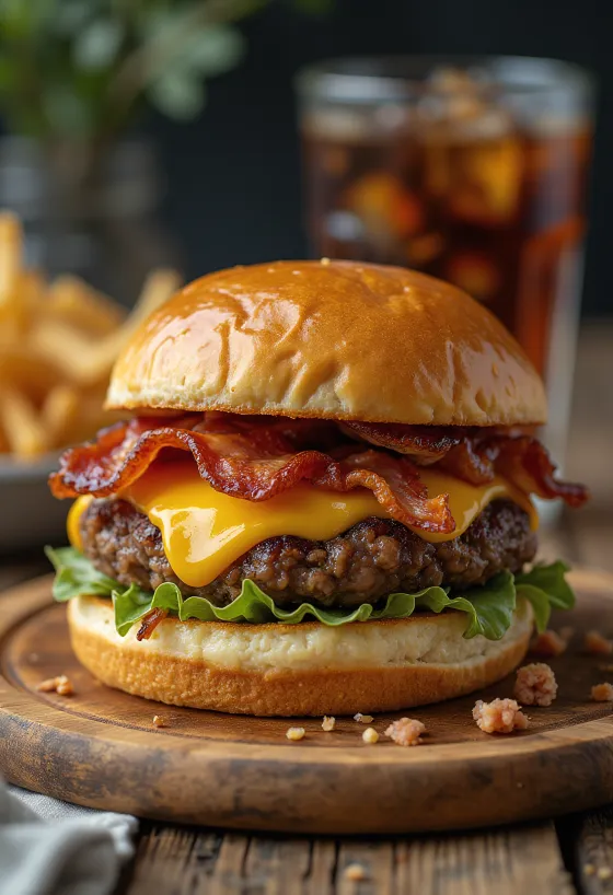 Bacon burger servito