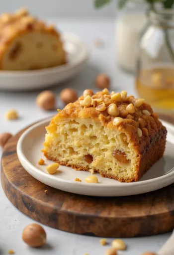 Trancio al miele e nocciole servito