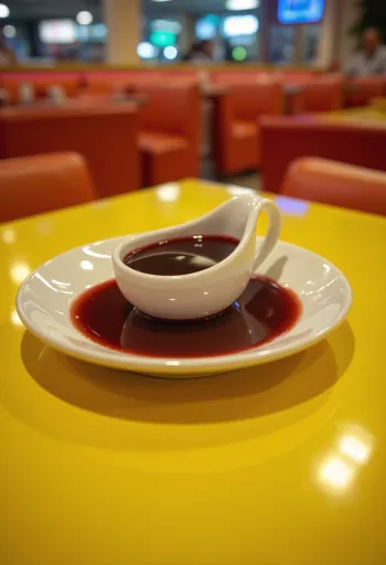 Salsa al vino rosso e arancia in una ciotola, decorata con rosmarino fresco e scorza d'arancia.