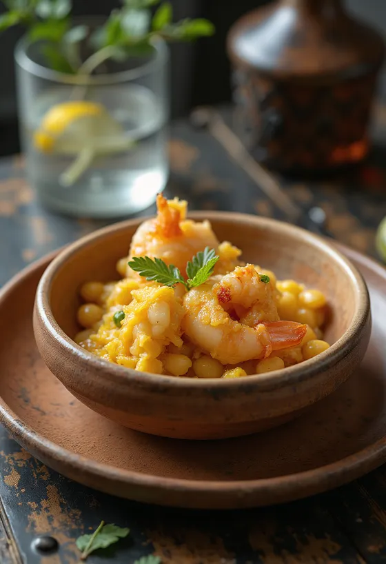 Acarajé con vatapá, piatto brasiliano croccante con salsa al cocco