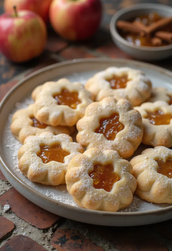 Biscotti Linzer alle mele e cannella serviti